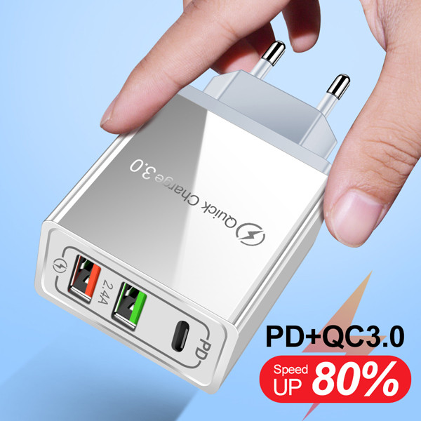 ecobox ładowarka sieciowa 2.4a 20w biała 3.0 2xusb 1xpd single