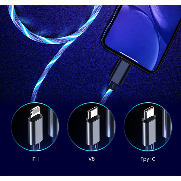 somostel kabel led usb - lightning 3.1a 30w 1.2m quick charge qc3.0 niebieski sms-by01