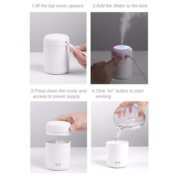 dyfuzor zapachowy - nawilżacz ultradzwiękowy led white h2o