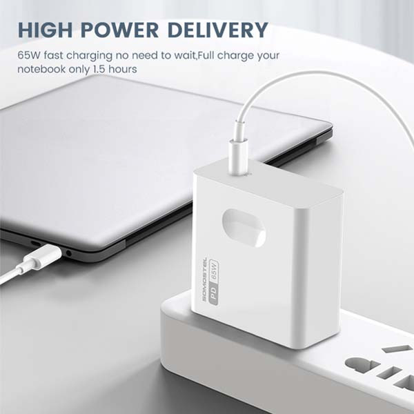 somostel ładowarka sieciowa gan typ-c + kabel typ-c - lightning 65w 1m power delivery pd biały gan sms-q15