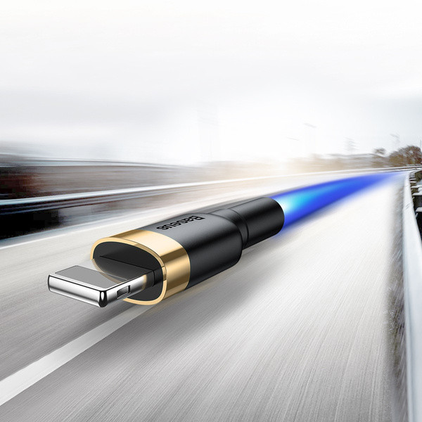 kabel usb lightning baseus cafule 2.4a 1m (złoto-czarny)