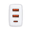 ładowarka sieciowa baseus compact quick charger, 2xusb, usb-c, pd, 3a, 30w (biała)