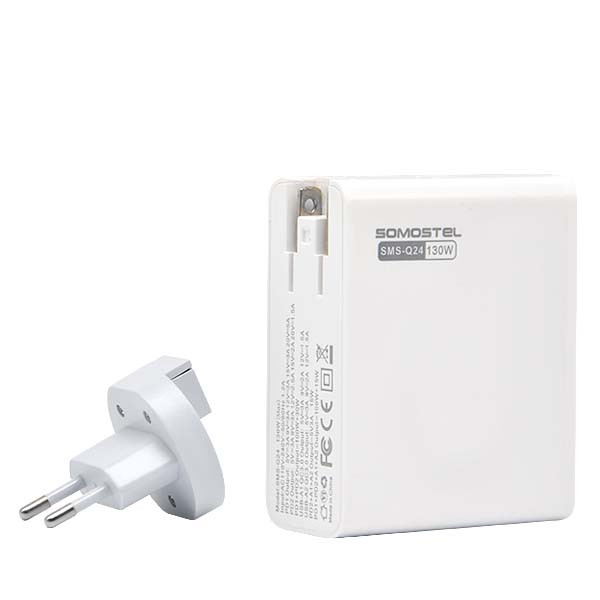 somostel ładowarka sieciowa gan 2xusb+2xpd 130w power delivery pd+qc3.0 biały sms-q24