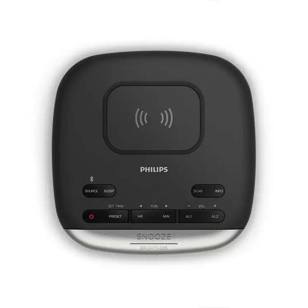 cyfrowe radio fm budzik alarm zegar bluetooth z ładowarką qi philips tar7606/10