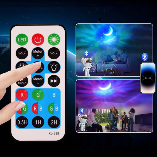 ecobox lampka nocna led projektoer gwiazd astronauta bluetooth