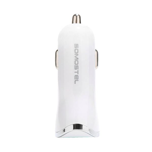 ładowarka samochodowa 2a biała somostel 2100ma 2xusb dual fast charging sms-a44