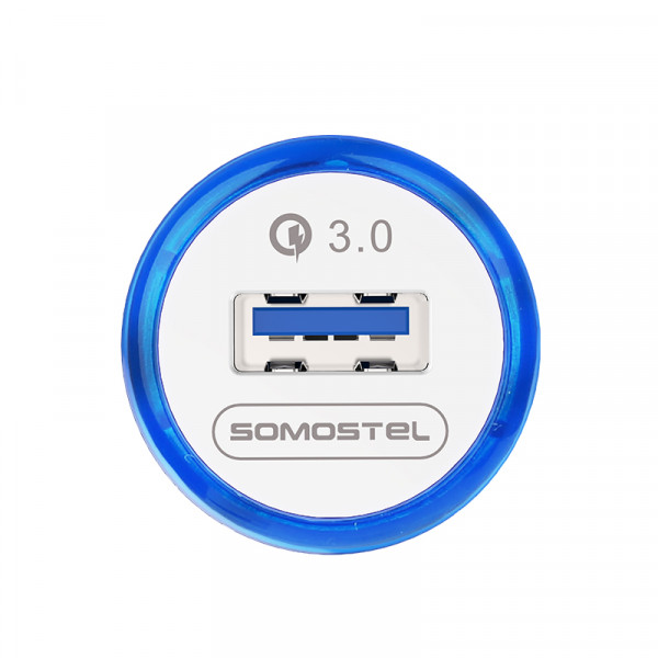 somostel ładowarka samochodowa usb + kabel usb - lightning 3a quick charge qc3.0 biały sms-a46