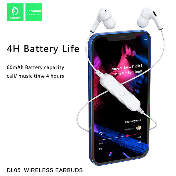słuchawki douszne stereo bluetooth denmen dl05 czarne kanałowe
