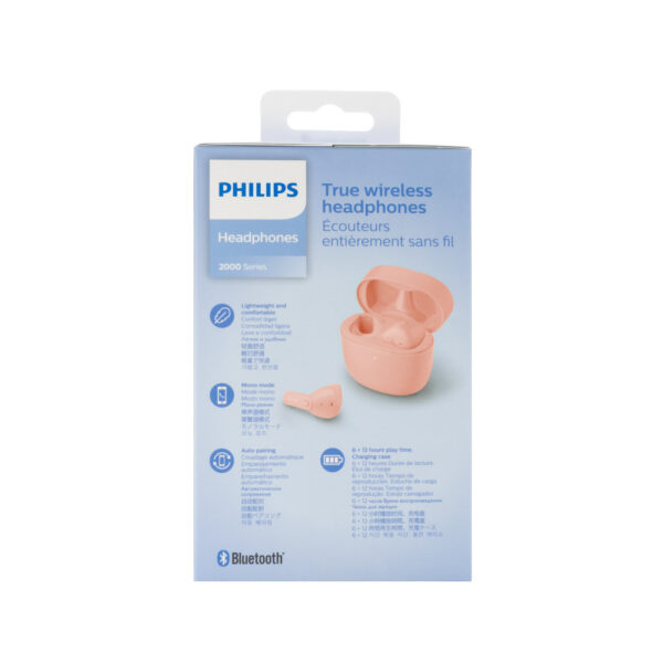 słuchawki philips douszne bezprzewodowe tws bluetooth różowe phil-tat2236pk/00