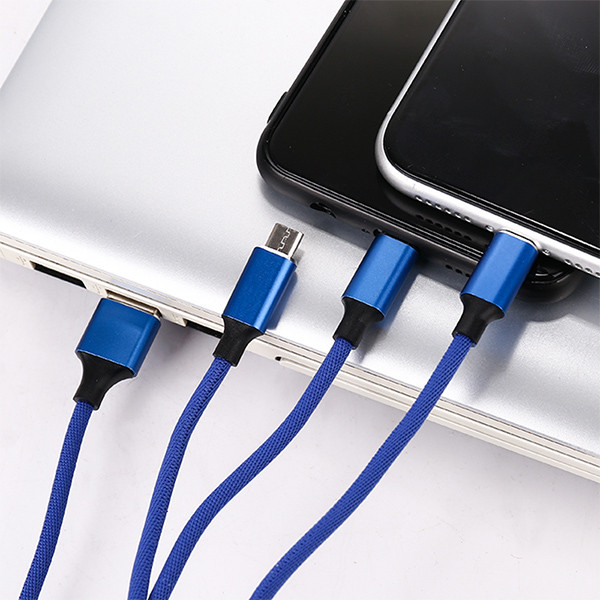 kabel usb 3w1 3.4a somostel niebieski 3400mah quick charger qc 3.0 1,2m powerline sms-bw03