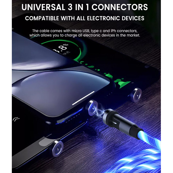 somostel kabel 3w1 usb - typ-c / microusb / lightning 3.1a 30w 1.2m quick charge qc3.0 niebieski sms-by04