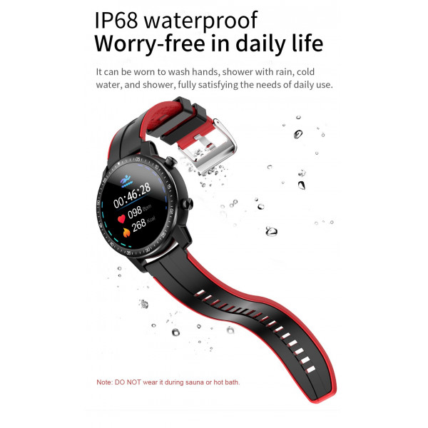 zegarek sportowy smartwatch czarny czerwony senbono s30