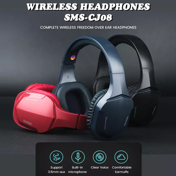 somostel słuchawki bluetooth nauszne cj08 bt 5.0 niebieski stero sms-cj08