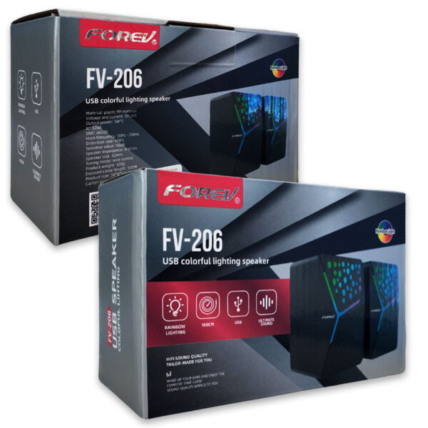 forev głośniki stero czarne pc podświetlane fv-206