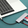 somostel adapter host 3xusb+typ-c+hdmi + kabel typ-c - typ-c 60w srebrny sms-bz08