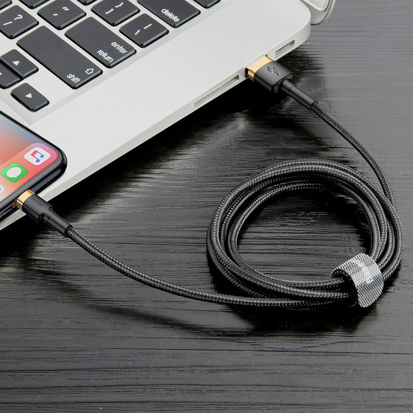 kabel usb lightning baseus cafule 2.4a 1m (złoto-czarny)