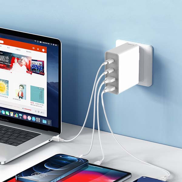 somostel ładowarka sieciowa gan 2xusb+2xpd 130w power delivery pd+qc3.0 biały sms-q24