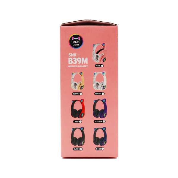 słuchawki nauszne bluetooth kids cat różowe pink