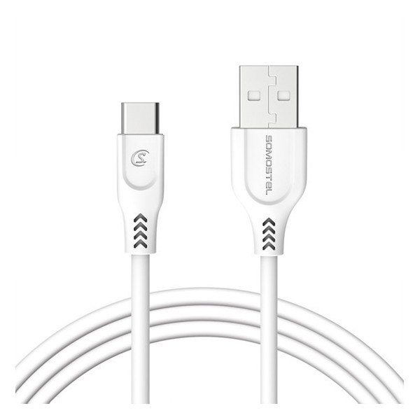 somostel ładowarka samochodowa 2xusb + kabel usb - lightning 3a+2a 3100ma + 2100ma 1m quick charge qc3.0 biały