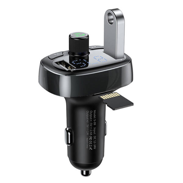 baseus transmiter fm bluetooth 4.2 mp3 + ładowarka samochodowa 2x usb 3.4a zestaw głośnomówiący microsd ccmt000301