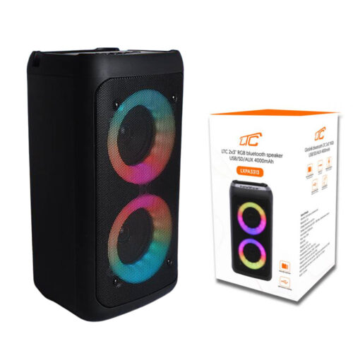rgb głośnik bluetooth ltc 2x3`` usb/sd/aux 4000mah lxpa3313