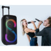 rgb głośnik bluetooth ltc 2x8`` 400w, 2 mikrofony i pilot usb/sd/aux 7200mah lxpa8810