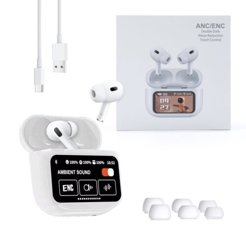 ecobox słuchawki bluetooth douszne touch lcd tws biały a9pro