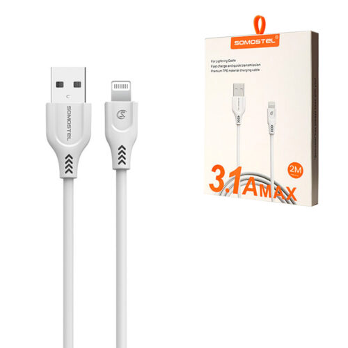 somostel kabel usb - lightning 3.1a 2m qc3.0 biały sms-bt02