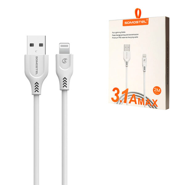 somostel kabel usb - lightning 3.1a 2m qc3.0 biały sms-bt02