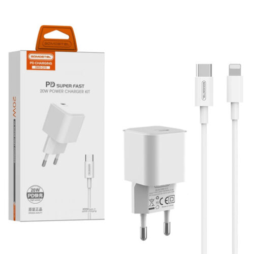 somostel ładowarka sieciowa typ-c + kabel typ-c - lightning 3.6a 20w 1m power delivery pd biały sms-q10