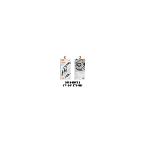 somostel kabel 3w1 wzmacniany rgb led usb - typ-c / lightning / micro usb 3.1a 1.2m czarny sms-bw23