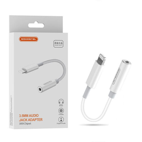 somostel adapter hf apple lightning - jack 3,5 cala biały sms-bz01