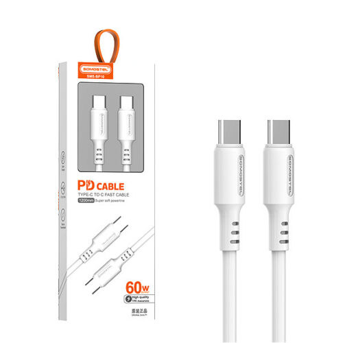 somostel kabel typ-c - typ-c 5a 60w 1.2m power delivery pd biały sms-bp10