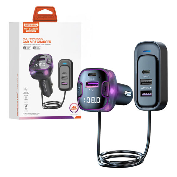 somostel transmiter 3x usb / 2x typ-c 3.1a qc pd czarny sms-a110