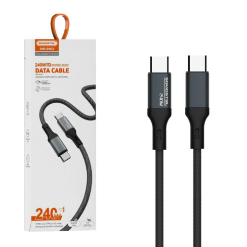 somostel kabel usb pd wzmacniany typ-c - typ-c 240w 1m pd czarny sms-bw22