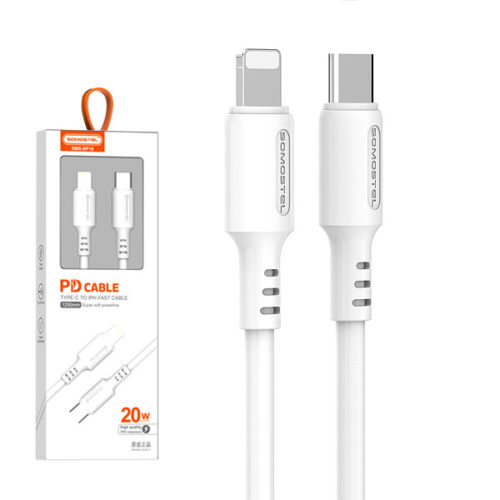 somostel kabel typ-c - lightning 5a 20w 1.2m power delivery pd biały powerline sms-bp10