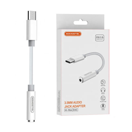 somostel adapter słuchawkowy hf digital audio jack 3.5 mm - typ-c biały sms-bz02