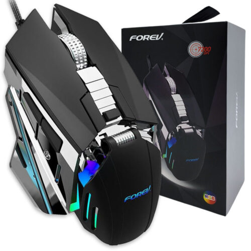 forev mysz przewodowa mechaniczna podswietlana gaming czarny fv-507