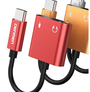 denmen adapter hf jack 3.5 / typ-c czerwony