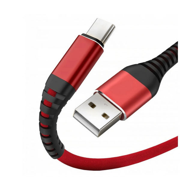 redx kabel usb typ-c qc 3.0 czerwony 2m wzmacniany
