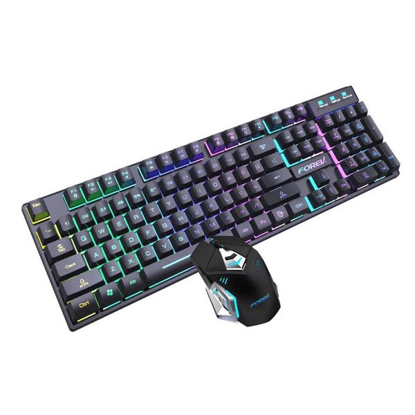 forev klawiatura bezprzewodowa + mysz zestaw gaming podświetlana rgb fv-380