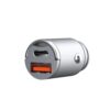 somostel ładowarka samochodowa usb / typ-c 5a 30w qc pd srebrny sms-a99