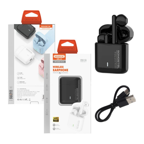 somostel słuchawki bluetooth douszne bt 5.3 czarny sms-j20
