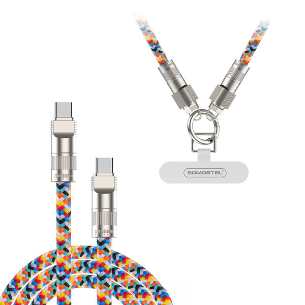 somostel smycz na nadgarstek + kabel typ-c - typ-c 60w kolorowa sms-bw35
