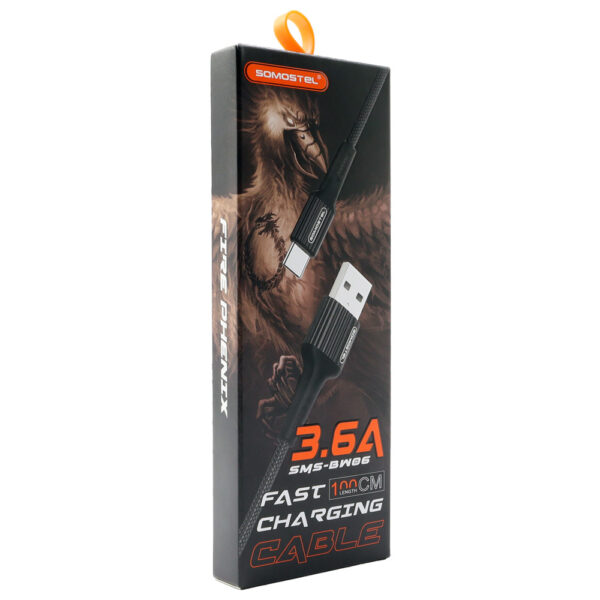 somostel kabel usb - typ-c 3.6a 40w 1m quick charge qc3.0 czerwony powerline sms-bw06