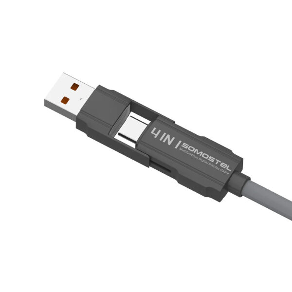 somostel kabel 4w1 usb / typ-c - lightning / typ-c 3.1a 60w qc pd szary sms-bj14