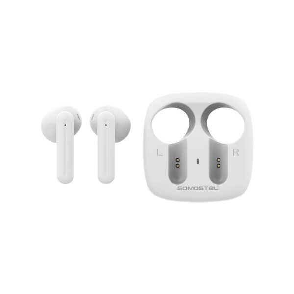 somostel słuchawki bluetooth douszne tws bt 5.0 biały stero sms-j41