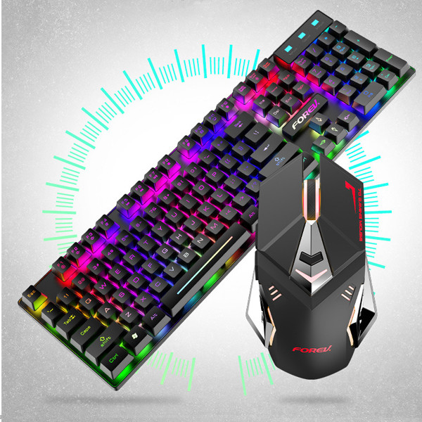 forev klawiatura bezprzewodowa + mysz zestaw gaming podświetlana rgb fv-380