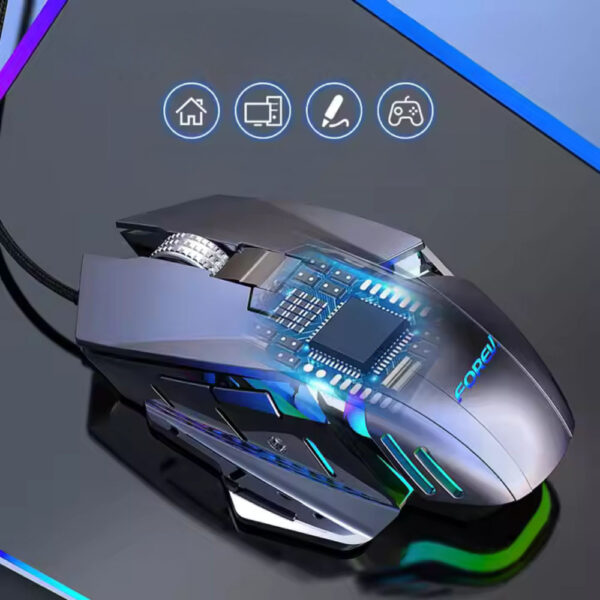 forev mysz przewodowa mechaniczna podswietlana gaming czarny fv-507