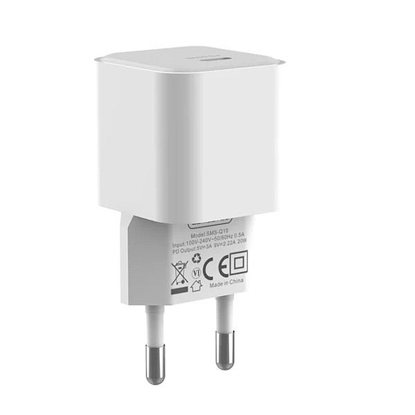 somostel ładowarka sieciowa typ-c + kabel typ-c - lightning 3.6a 20w 1m power delivery pd biały sms-q10